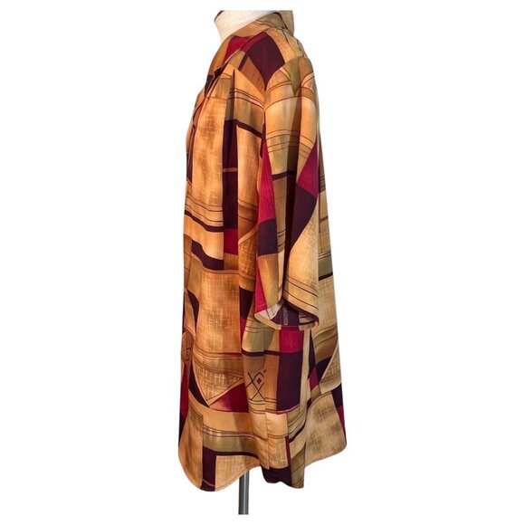 Maggie Sweet Womens Plus Size 2X Blouse Top Button-Up Shirt Geometric Print - Picture 5 of 7